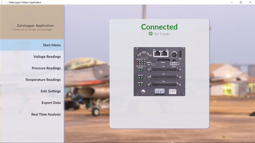 PowerDNA DataLogger Helper Application connected status dashboard